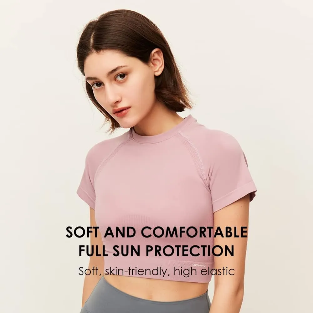 2 Pack Women Workout Crop Tops Short Sleeves Yoga Gym Athletic Shirts Running Tank Tops Slim Fit YLT3M131