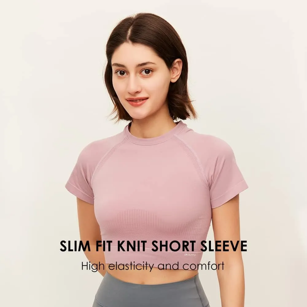 2 Pack Women Workout Crop Tops Short Sleeves Yoga Gym Athletic Shirts Running Tank Tops Slim Fit YLT3M131