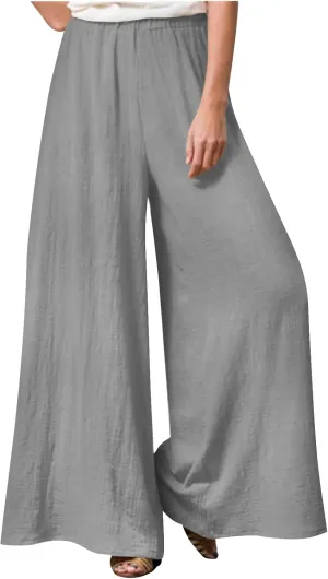 2025 Trendy Summer Drawstring Flowy Pants That Look Like Skirts- Summer Pants for Women Elastic Waist Gauze