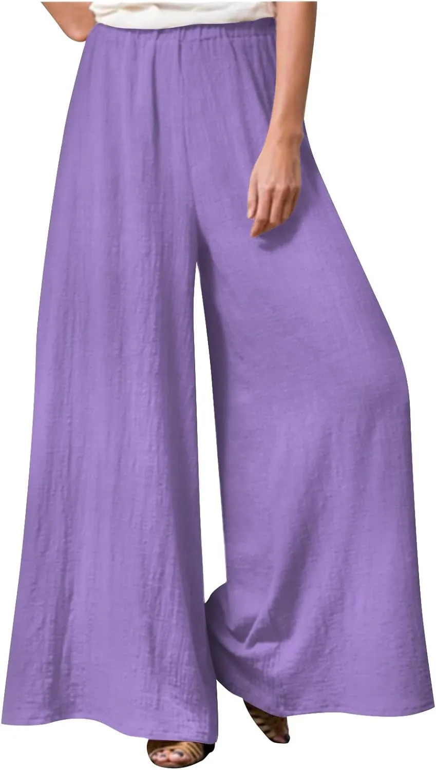 2025 Trendy Summer Drawstring Flowy Pants That Look Like Skirts- Summer Pants for Women Elastic Waist Gauze