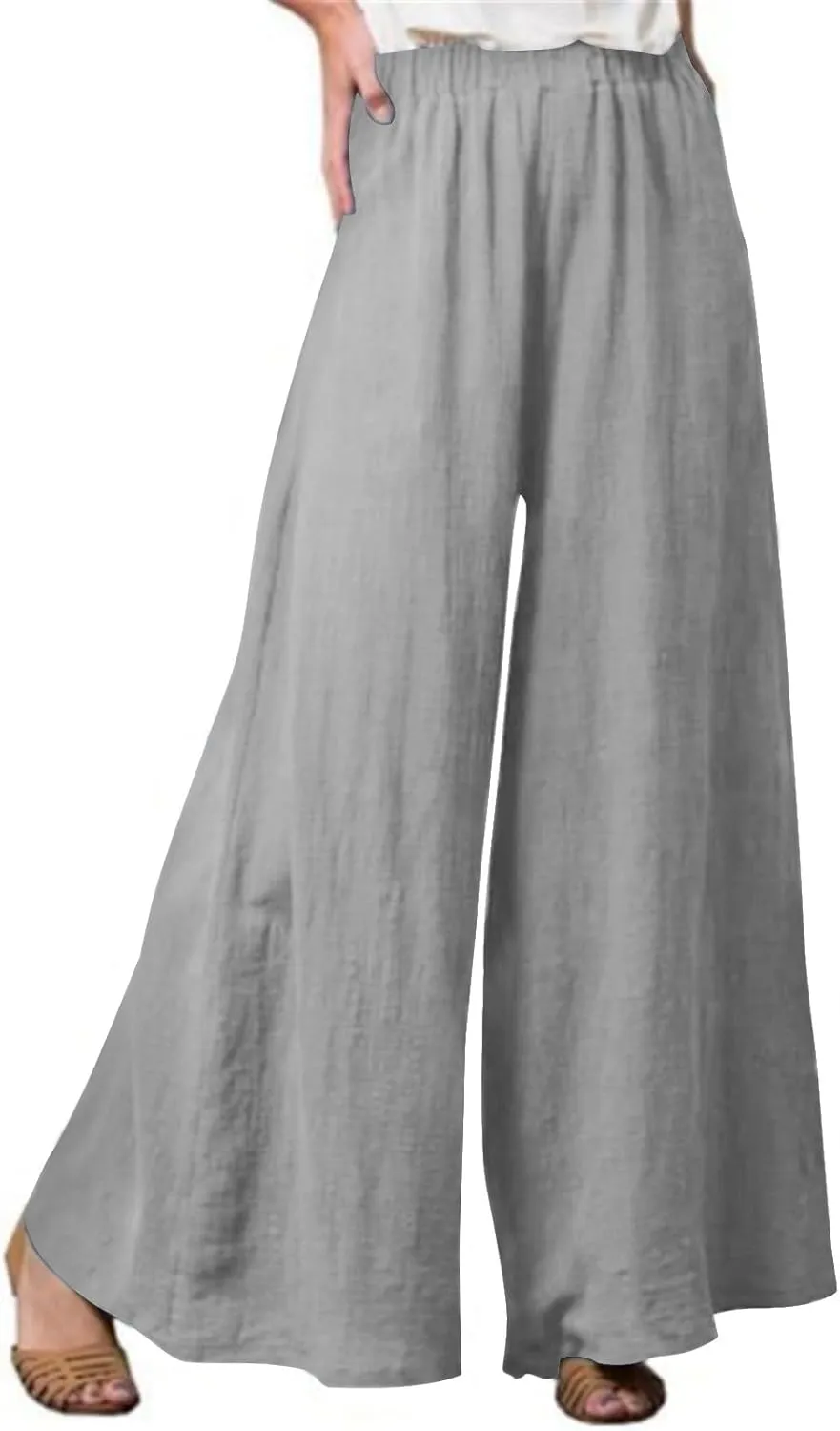 2025 Trendy Summer Drawstring Flowy Pants That Look Like Skirts- Summer Pants for Women Elastic Waist Gauze