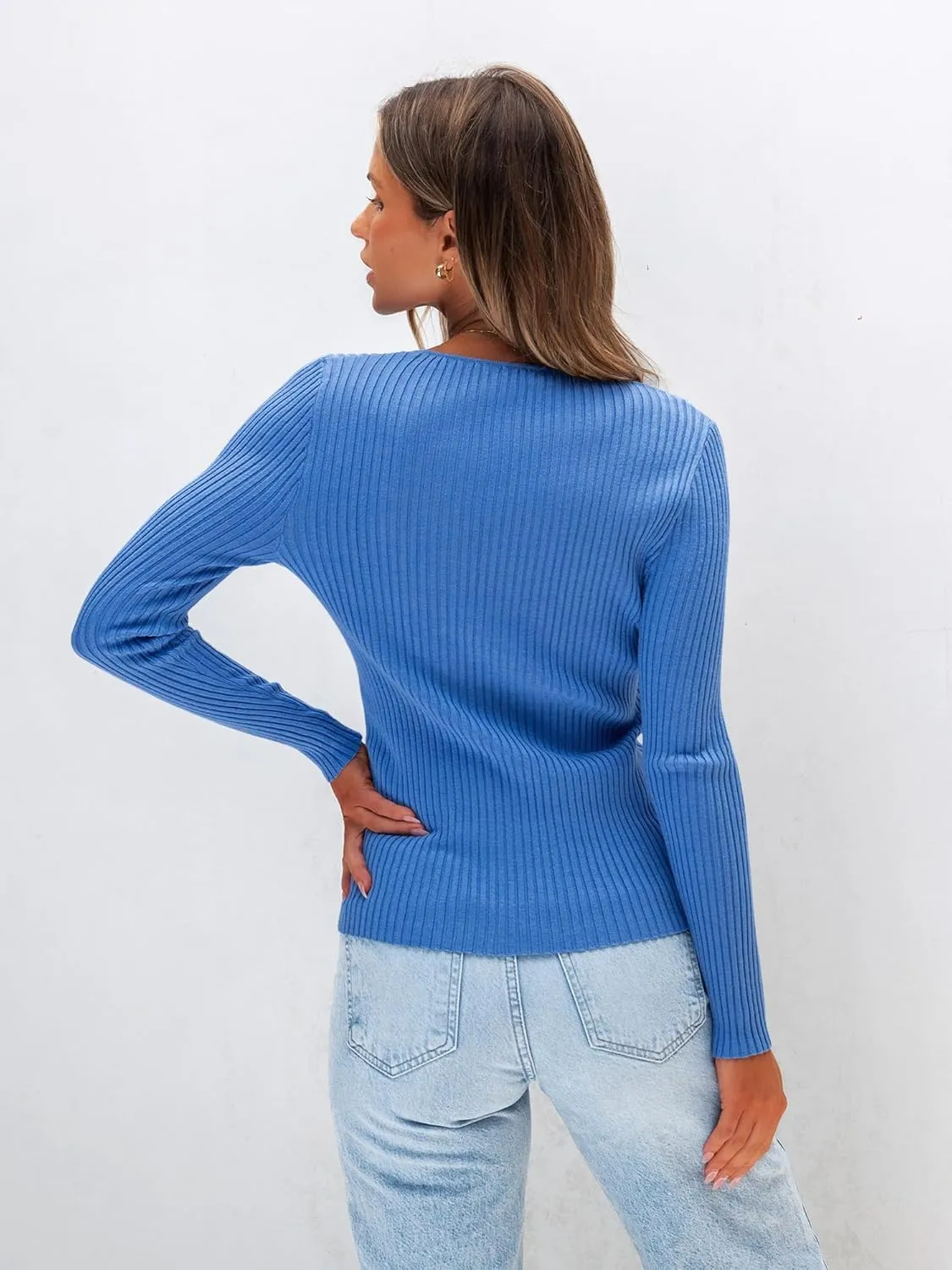Anbech Womens Turtleneck Sweaters Long Sleeve Ribbed Fitted Basic Layering Knit Tops
