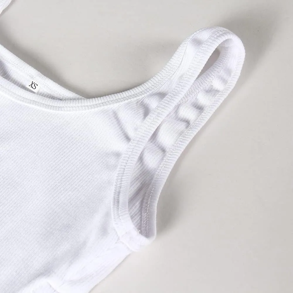 Artfish Women's Sleeveless Shirt Ribbed Fitted Scoop Neck Basic Crop Tank Top Cropped