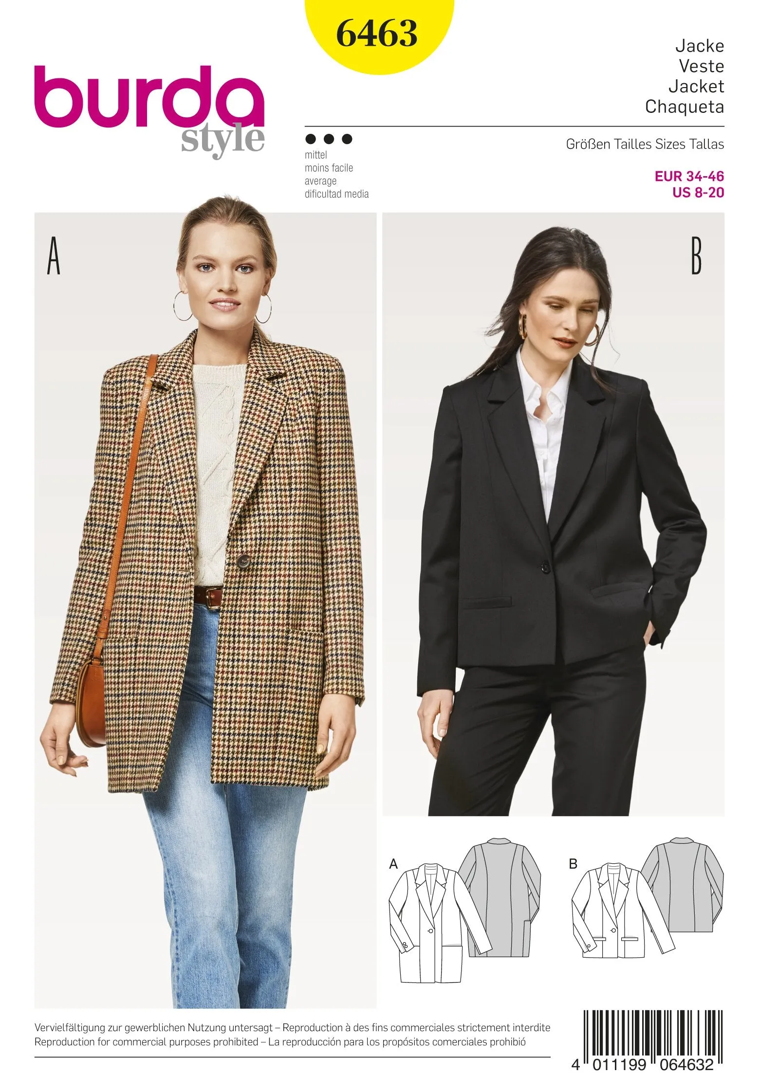 BD6463 Women’s Blazer | Burda Style Pattern