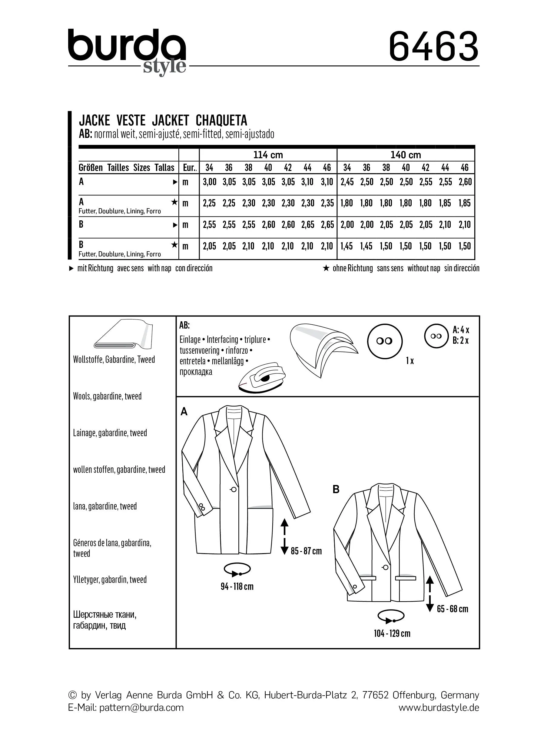 BD6463 Women’s Blazer | Burda Style Pattern