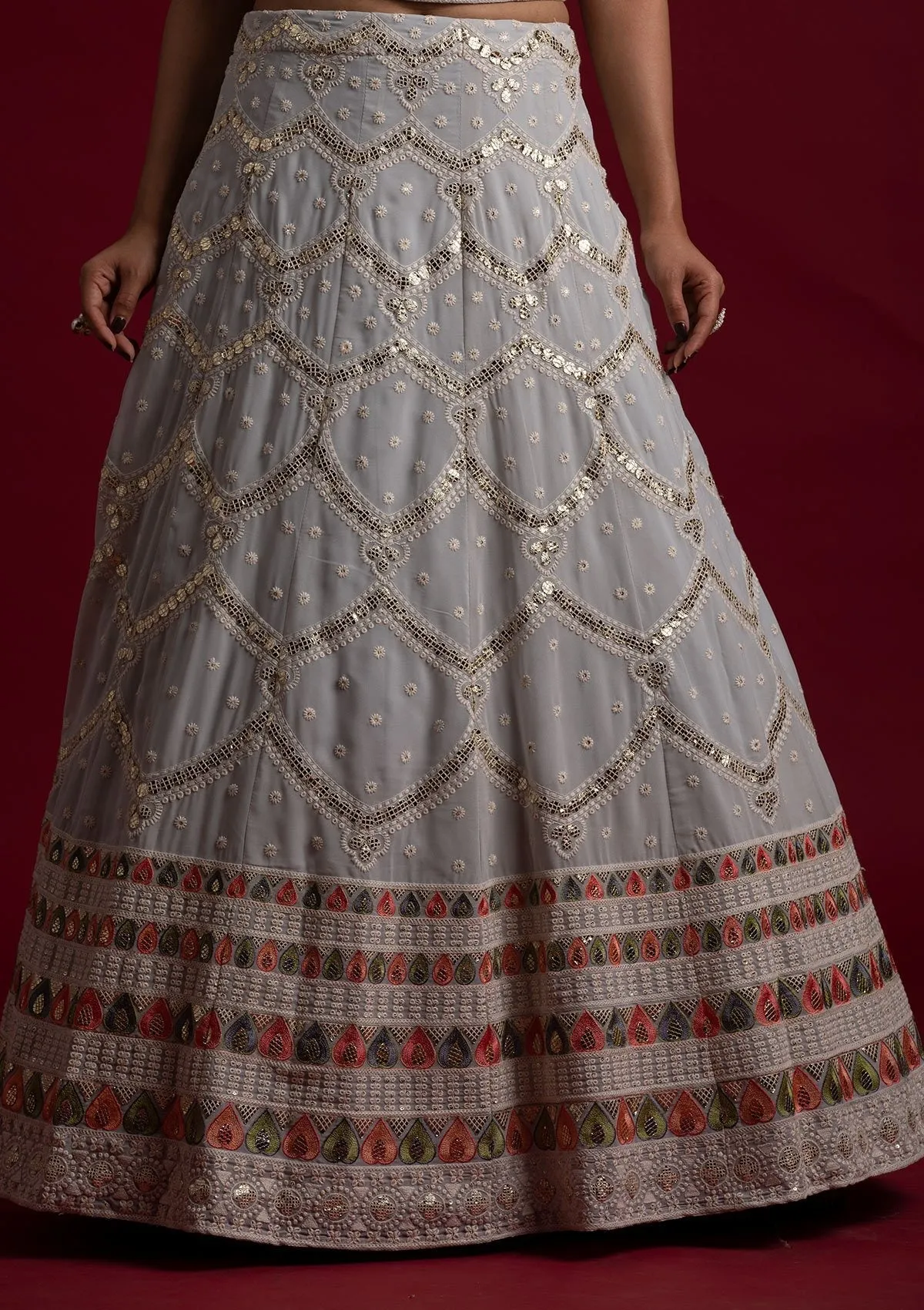 Beautiful Grey Georgette Designer Lehenga Choli