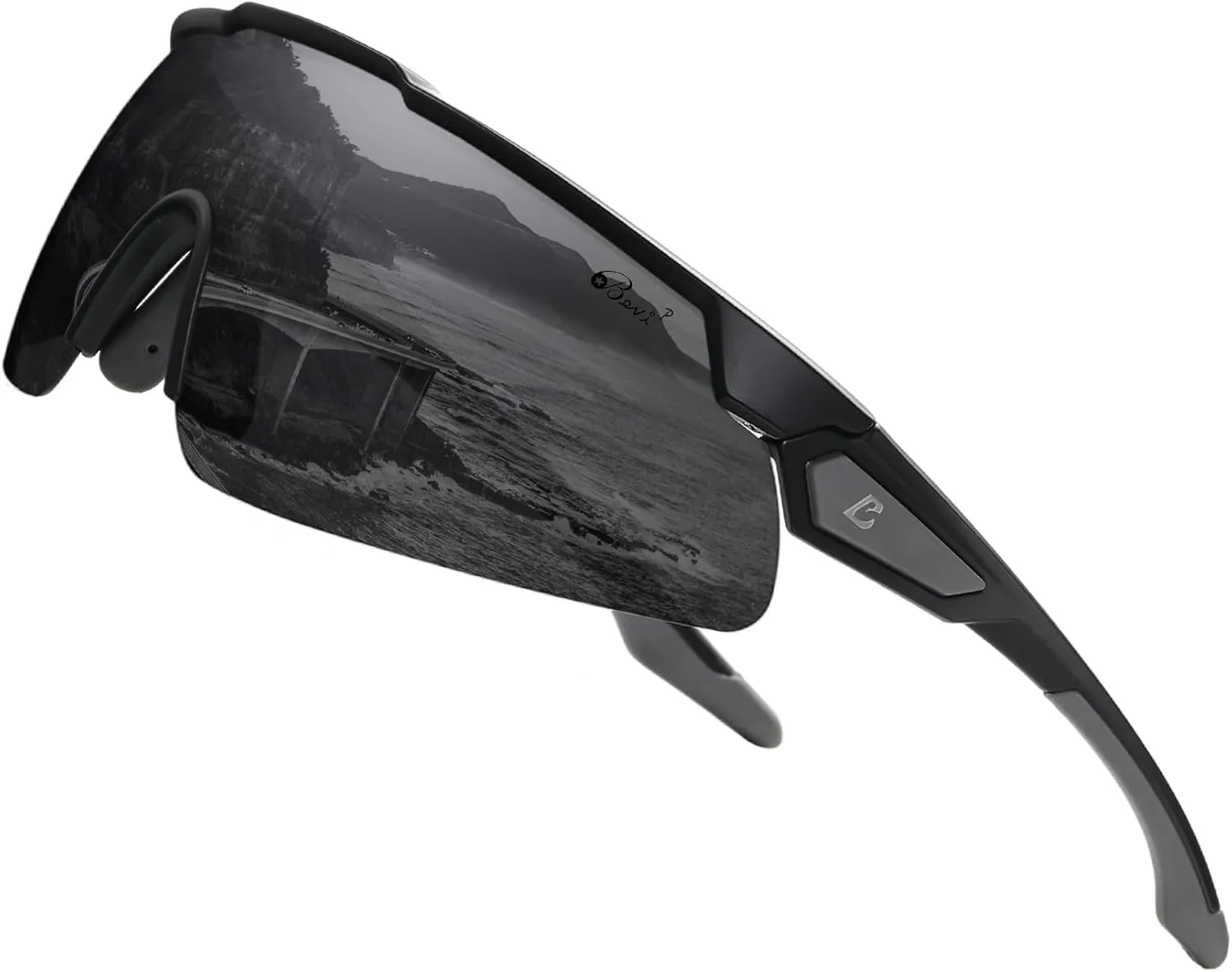Bevi Sports Shield Sunglasses Polarized UV400 Lens with TR90 Lightweight Frame Unisex Baseball Running Biking