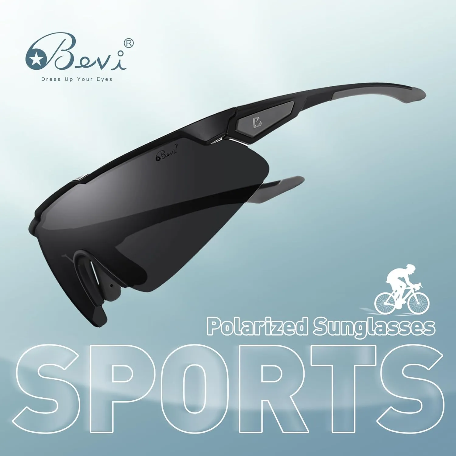 Bevi Sports Shield Sunglasses Polarized UV400 Lens with TR90 Lightweight Frame Unisex Baseball Running Biking