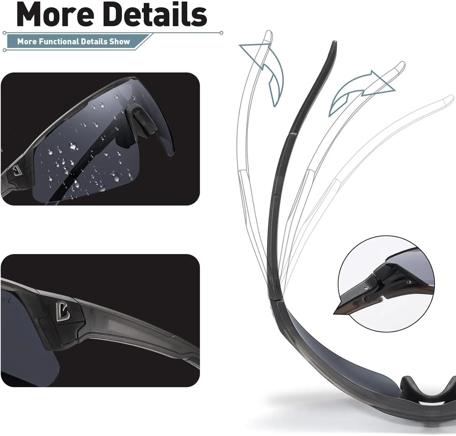 Bevi Sports Shield Sunglasses Polarized UV400 Lens with TR90 Lightweight Frame Unisex Baseball Running Biking