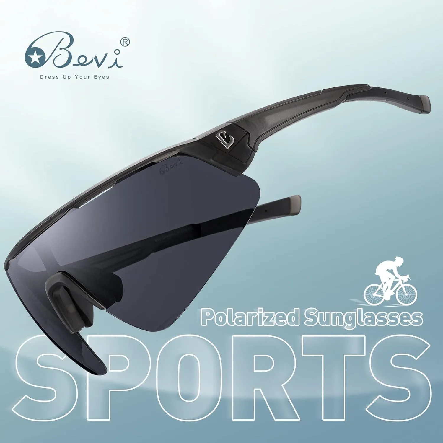 Bevi Sports Shield Sunglasses Polarized UV400 Lens with TR90 Lightweight Frame Unisex Baseball Running Biking