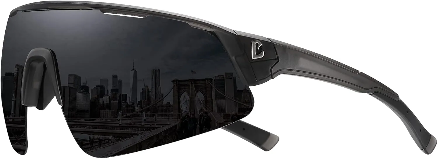 Bevi Sports Shield Sunglasses Polarized UV400 Lens with TR90 Lightweight Frame Unisex Baseball Running Biking