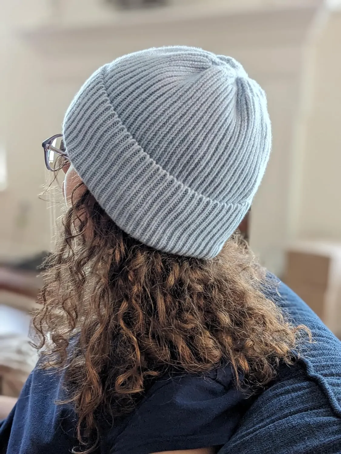 Cashmere Rolled Out Cuff Ribbed snug fit Beanie, Warm Winter Knitted hat CSH1102