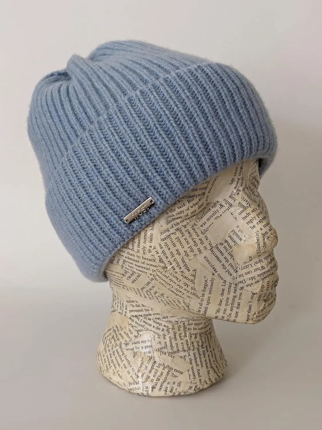 Cashmere Rolled Out Cuff Ribbed snug fit Beanie, Warm Winter Knitted hat CSH1102