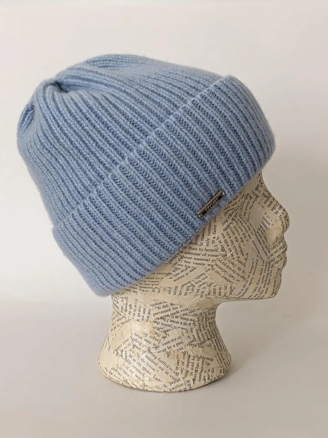 Cashmere Rolled Out Cuff Ribbed snug fit Beanie, Warm Winter Knitted hat CSH1102