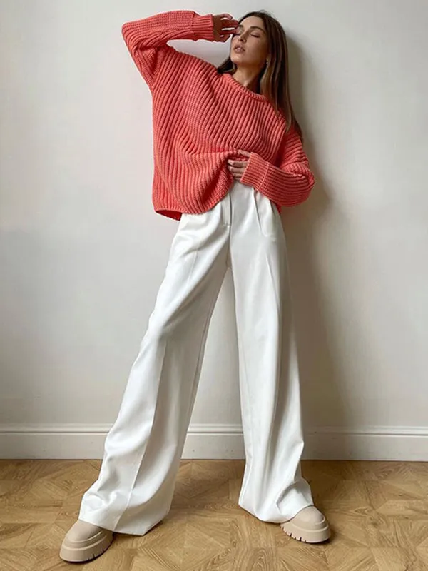 Casual Simple Solid Color Wide Legs Blazer Pants