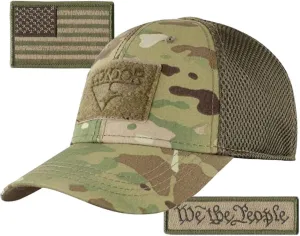 Condor MESH Fitted Tactical Cap Bundle - We The People & USA - Choose Size