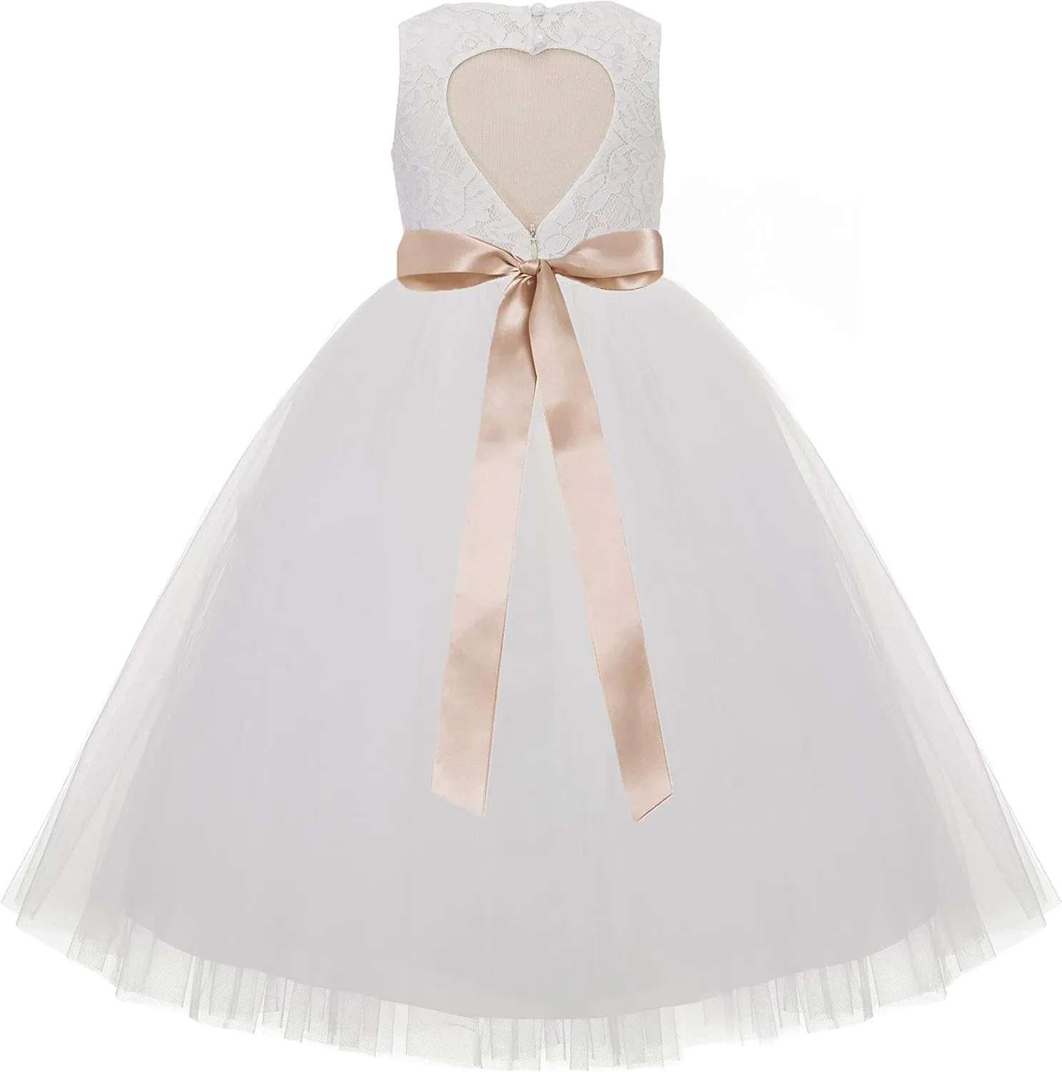 ekidsbridal Floral Lace Heart Cutout Flower Girl Dress Wedding Reception 172R