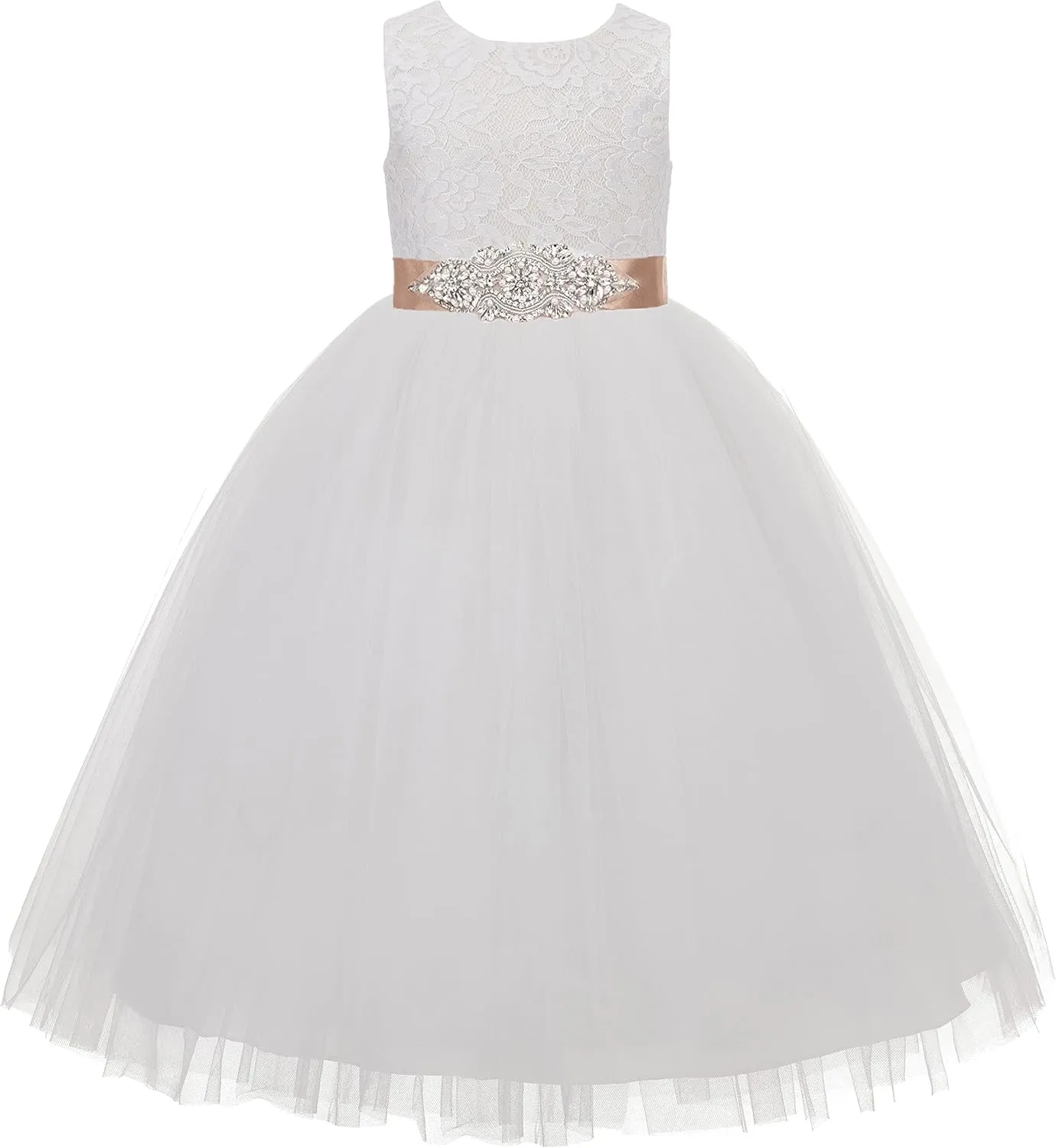ekidsbridal Floral Lace Heart Cutout Flower Girl Dress Wedding Reception 172R