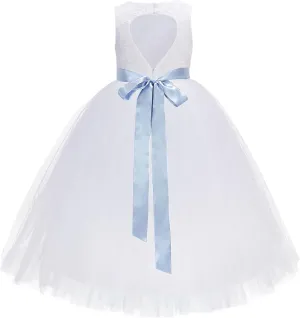 ekidsbridal Floral Lace Heart Cutout Flower Girl Dress Wedding Reception 172R