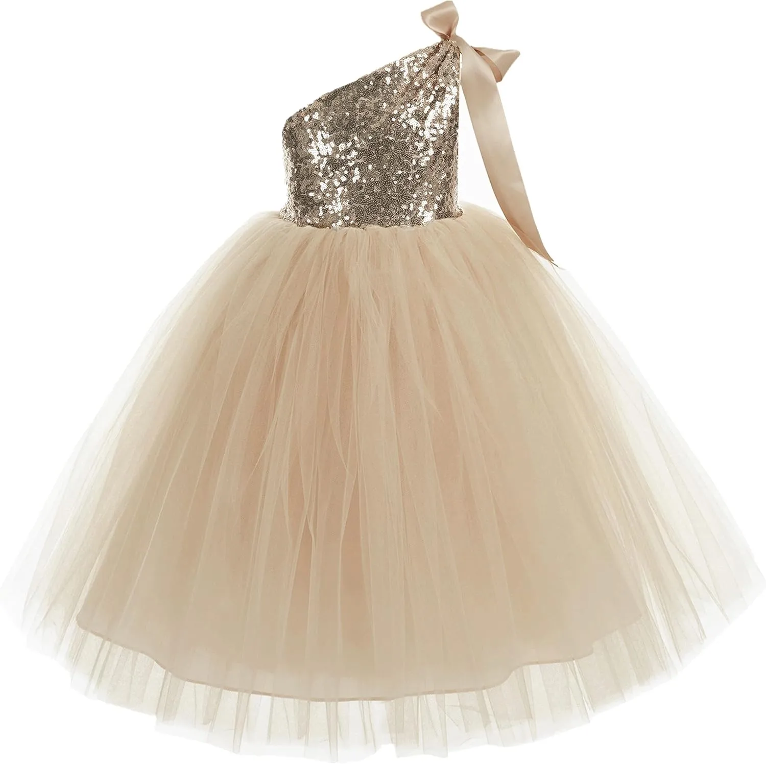 ekidsbridal One-Shoulder Sequin Tutu Flower Girl Dress Corset Dress Wedding Pageant Dresses Ball Gown Tutu Dresses