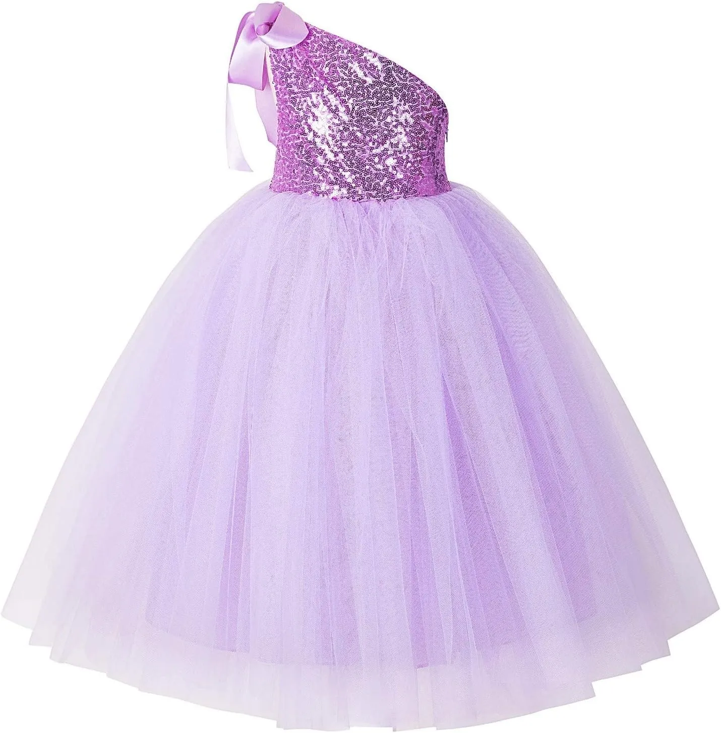 ekidsbridal One-Shoulder Sequin Tutu Flower Girl Dress Princess Dresses Pageant Gown 182