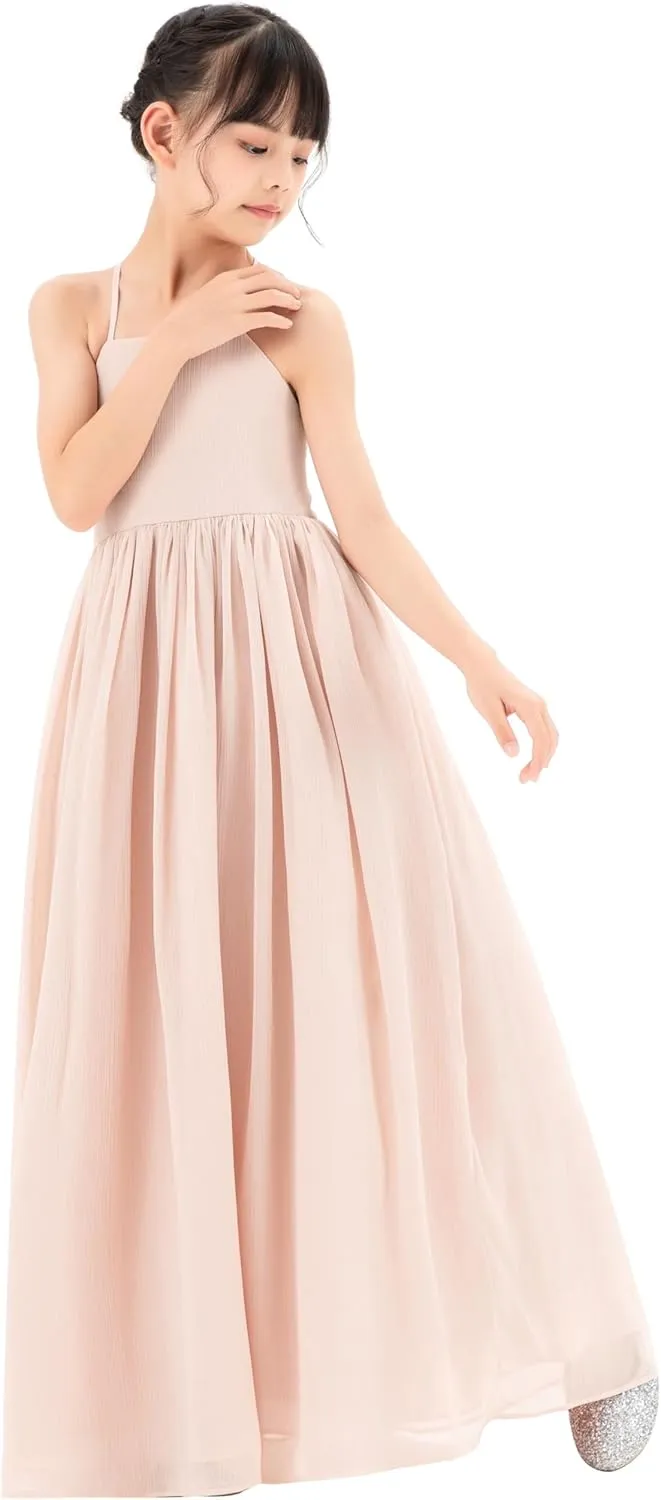 ekidsbridal Spaghetti-Strap Chiffon A-Line Flower Girl Dresses for Beauty Pageants CHA