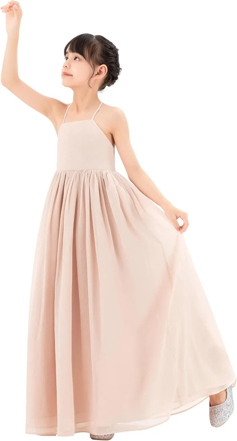 ekidsbridal Spaghetti-Strap Chiffon A-Line Flower Girl Dresses for Beauty Pageants CHA