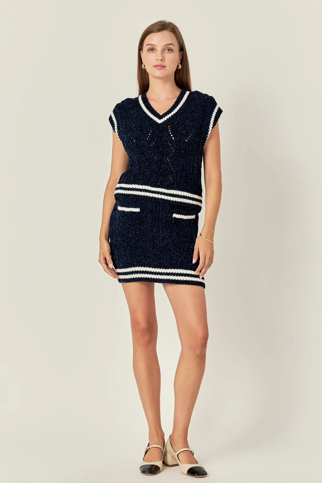 English Factory - Chenille Contrast Vest