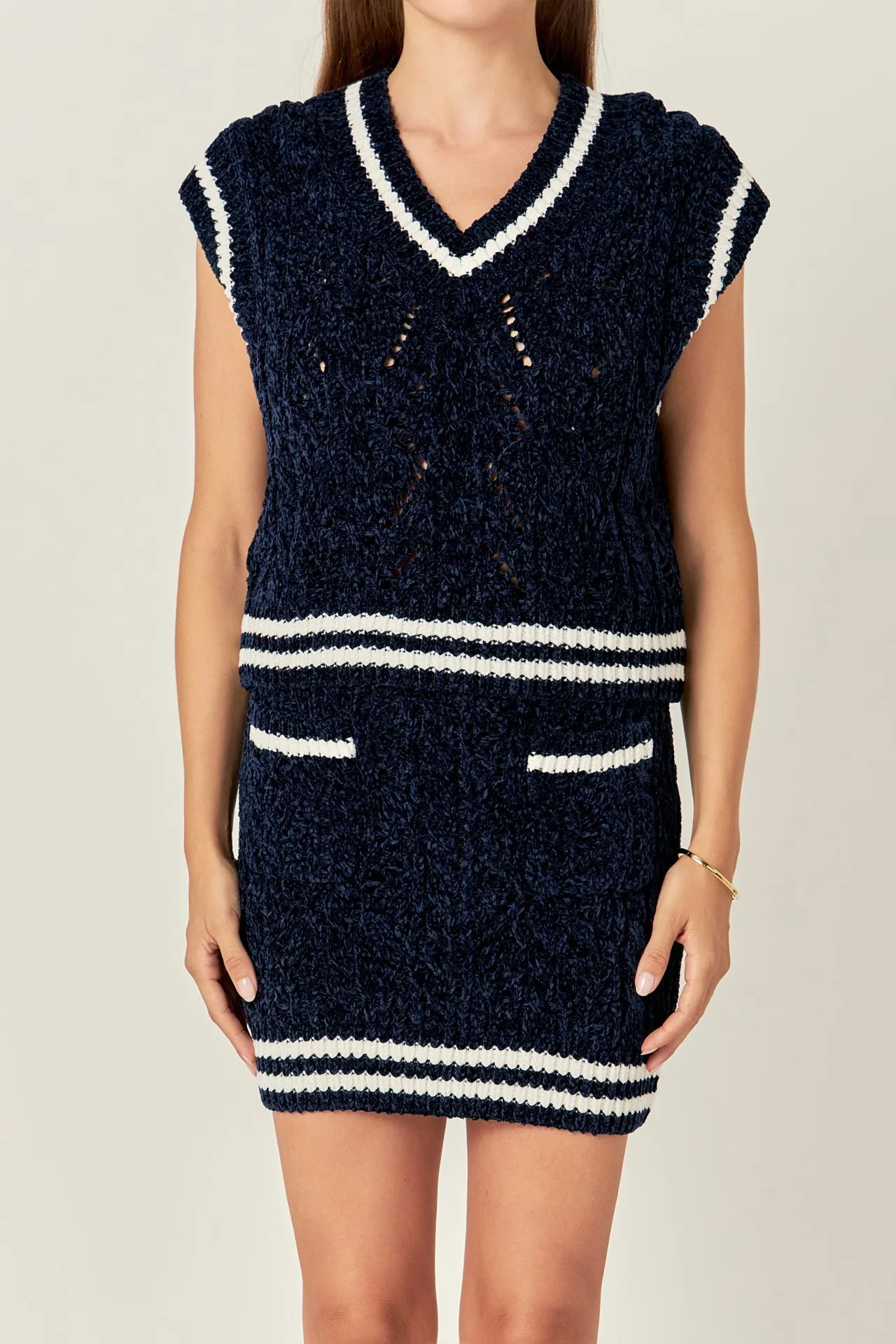 English Factory - Chenille Contrast Vest