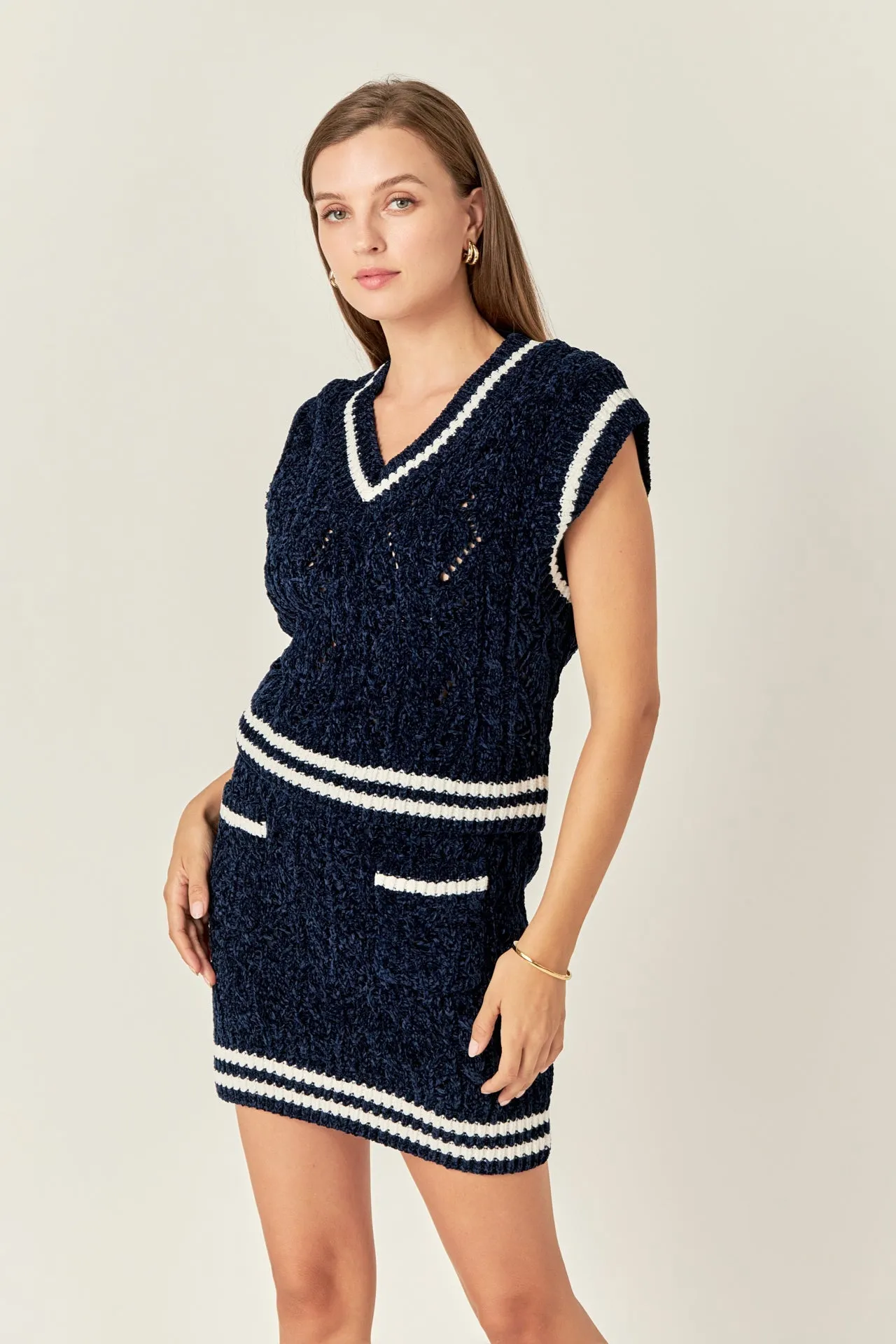 English Factory - Chenille Contrast Vest