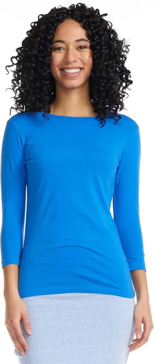 ESTEEZ Womens 3/4 Sleeve Cotton Snug Fit High Neck Base Layering T-Shirt