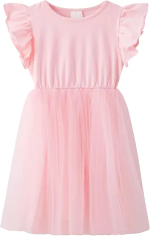Girls Tutu Dress Toddler Ruffle Sleeve Princess Party Tulle Sundress