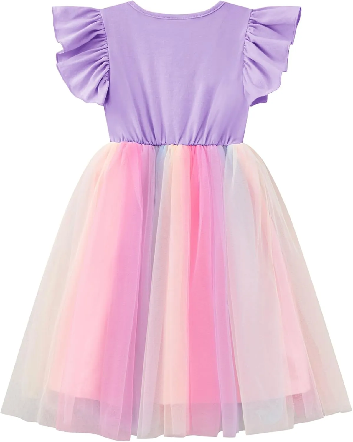Girls Tutu Dress Toddler Ruffle Sleeve Princess Party Tulle Sundress