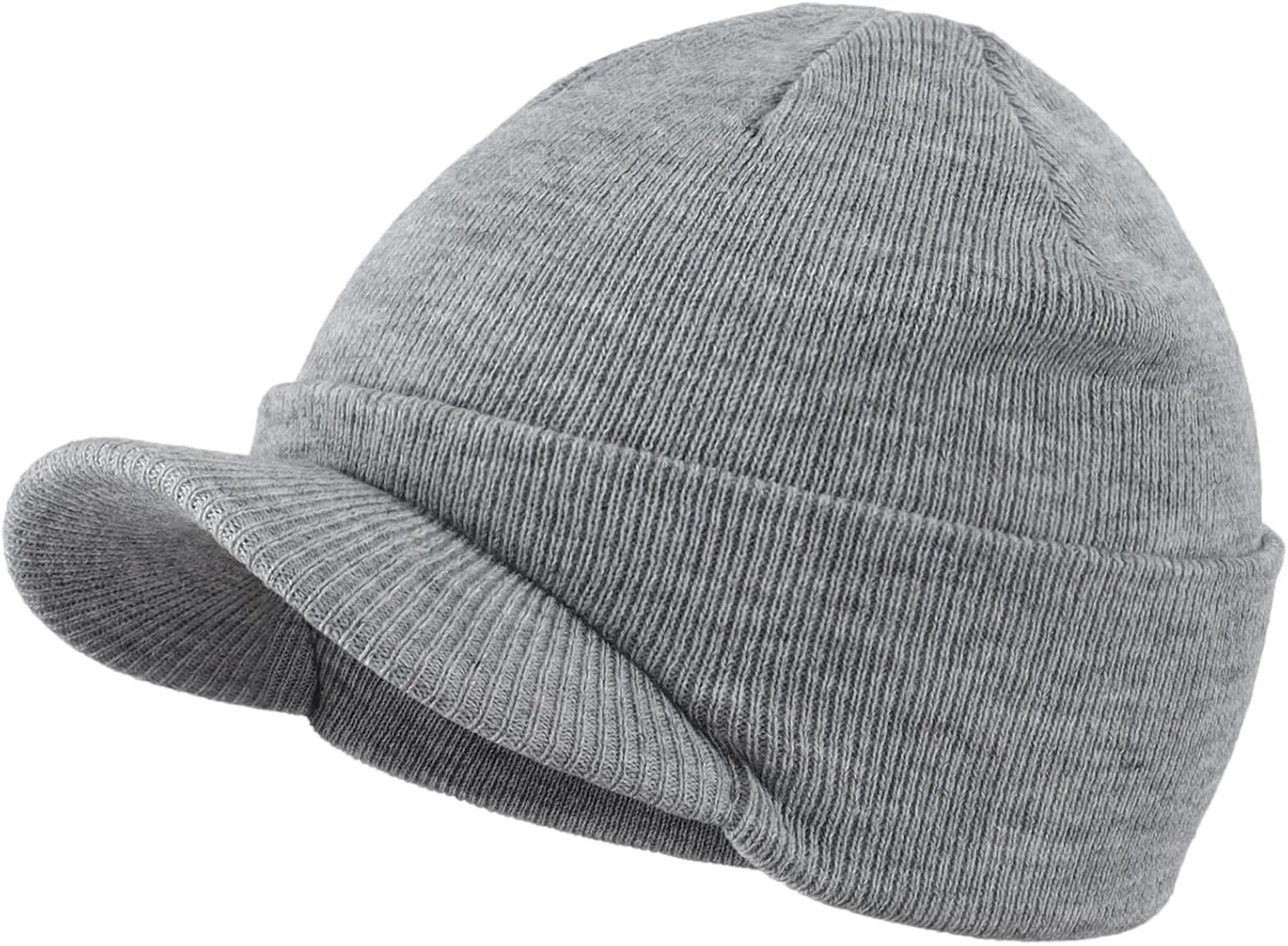 Home Prefer Men's Winter Beanie Hat with Brim Warm Double Knit Cuff Beanie Cap