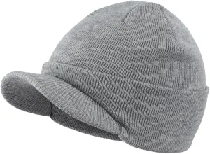 Home Prefer Men's Winter Beanie Hat with Brim Warm Double Knit Cuff Beanie Cap