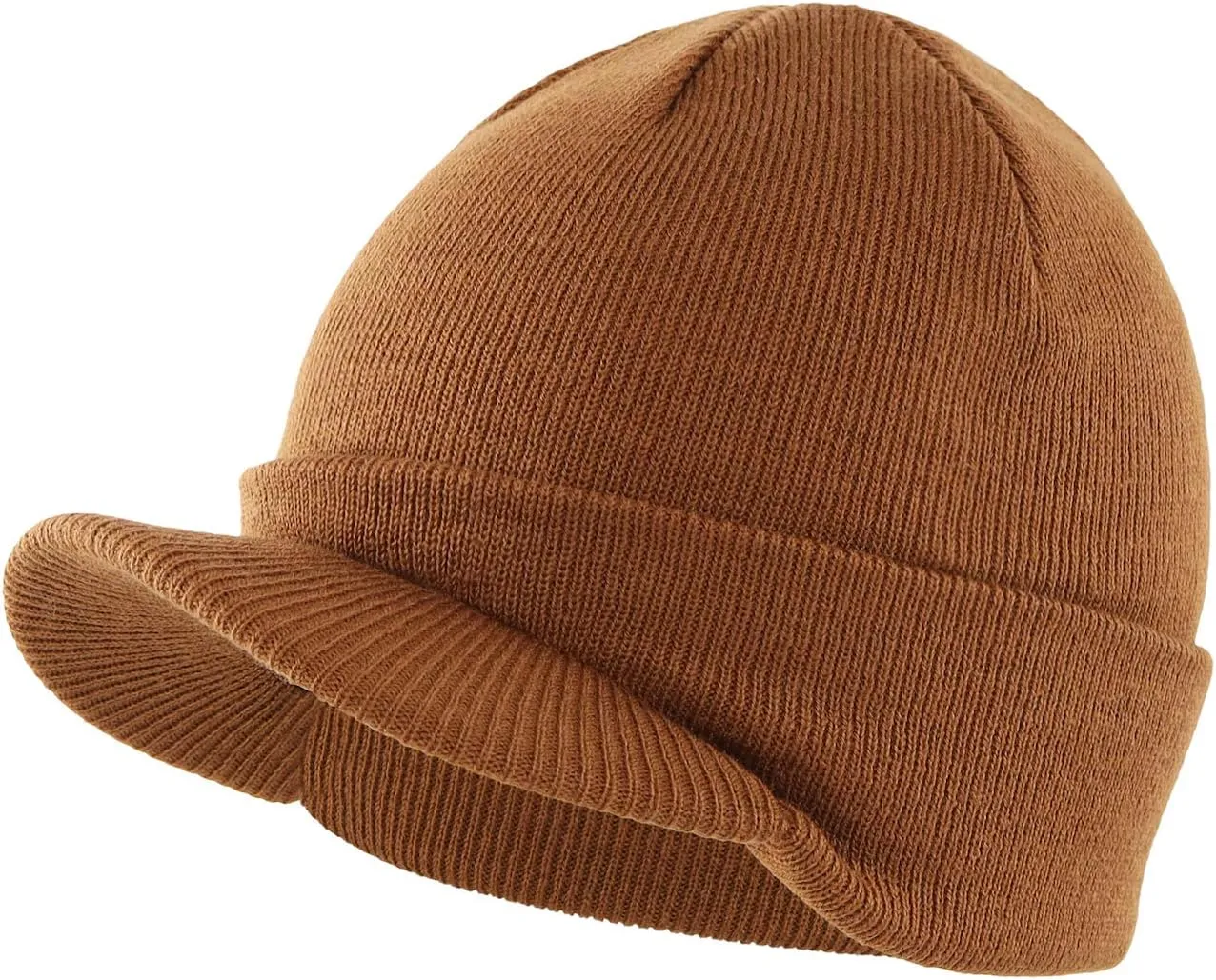 Home Prefer Men's Winter Beanie Hat with Brim Warm Double Knit Cuff Beanie Cap