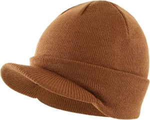 Home Prefer Men's Winter Beanie Hat with Brim Warm Double Knit Cuff Beanie Cap