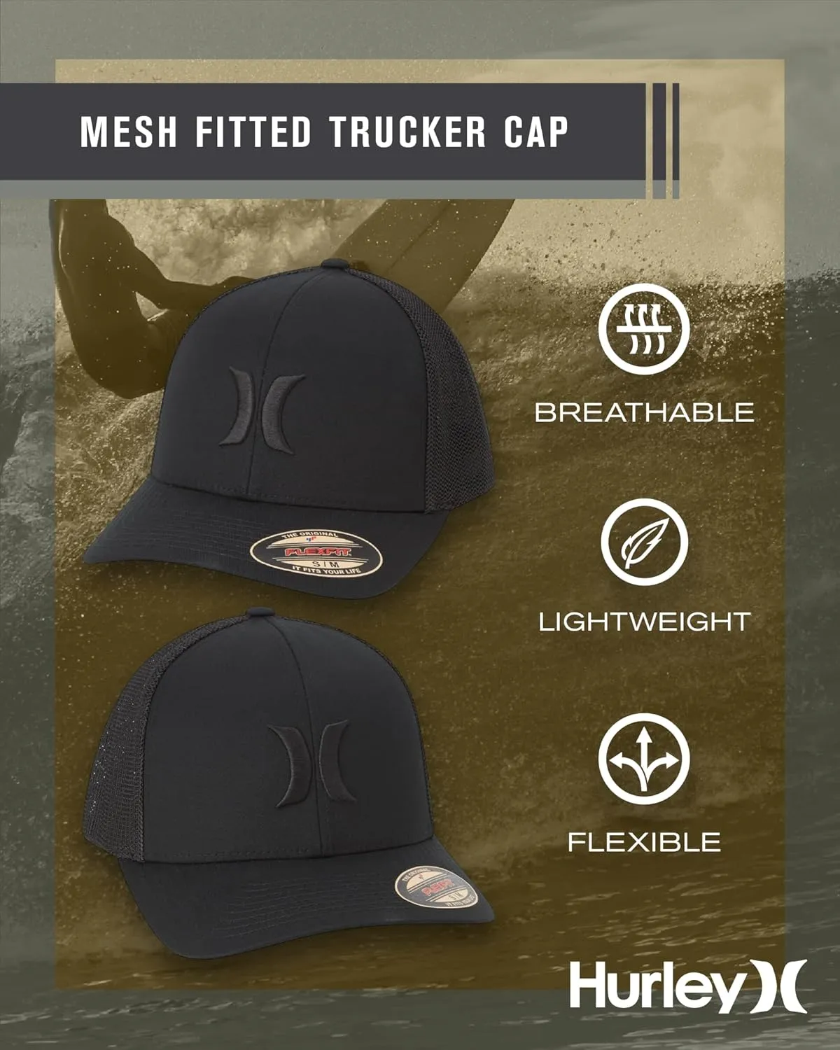 Hurley Men's Hat - Laguna Icon Mesh Fitted Trucker Cap