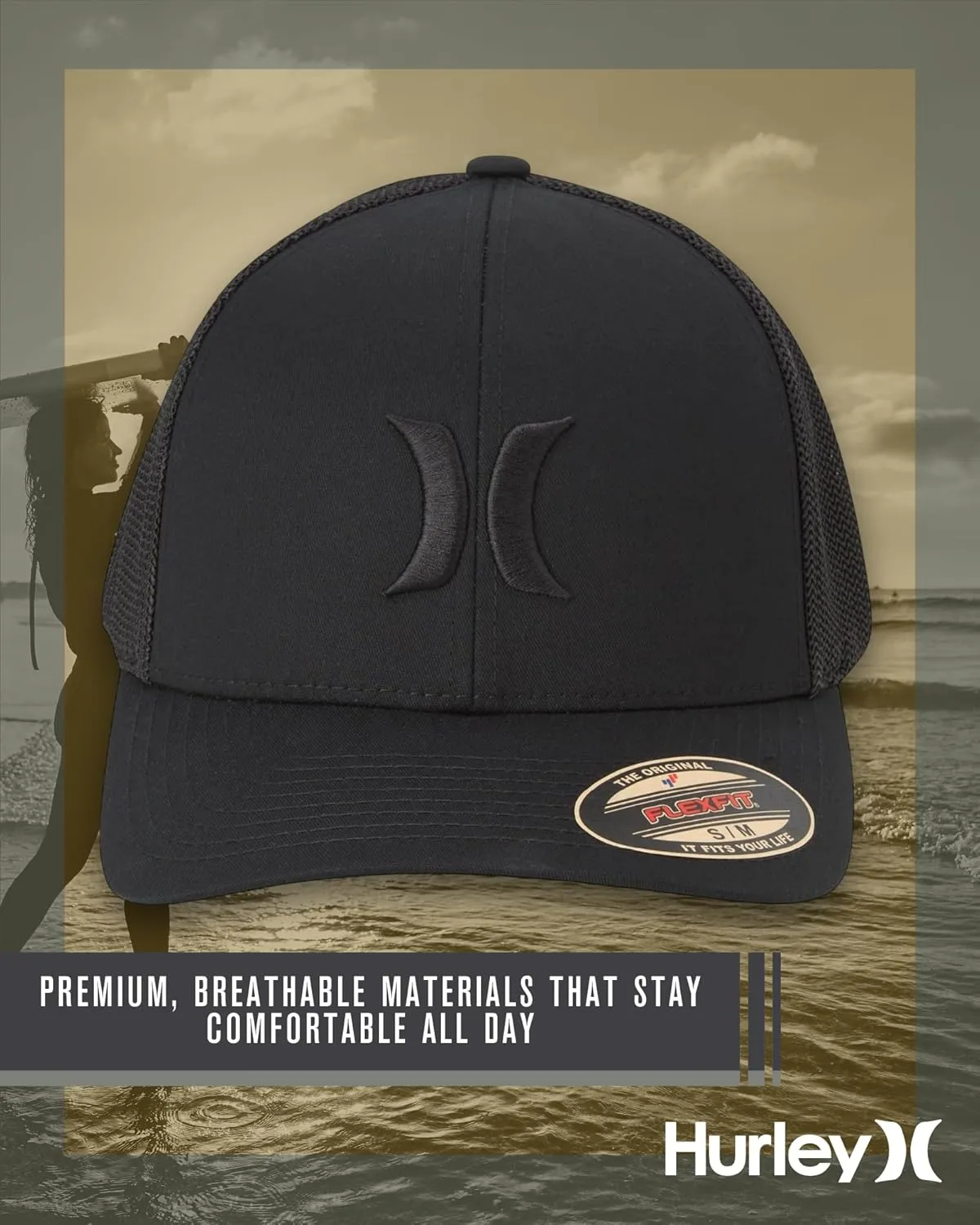 Hurley Men's Hat - Laguna Icon Mesh Fitted Trucker Cap