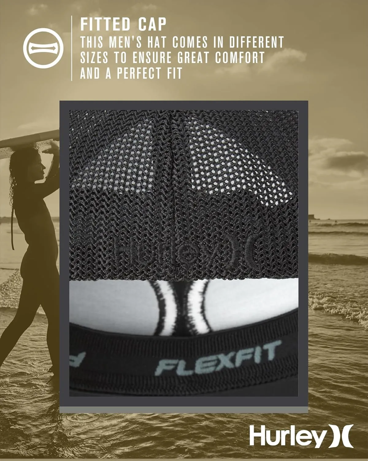 Hurley Men's Hat - Laguna Icon Mesh Fitted Trucker Cap