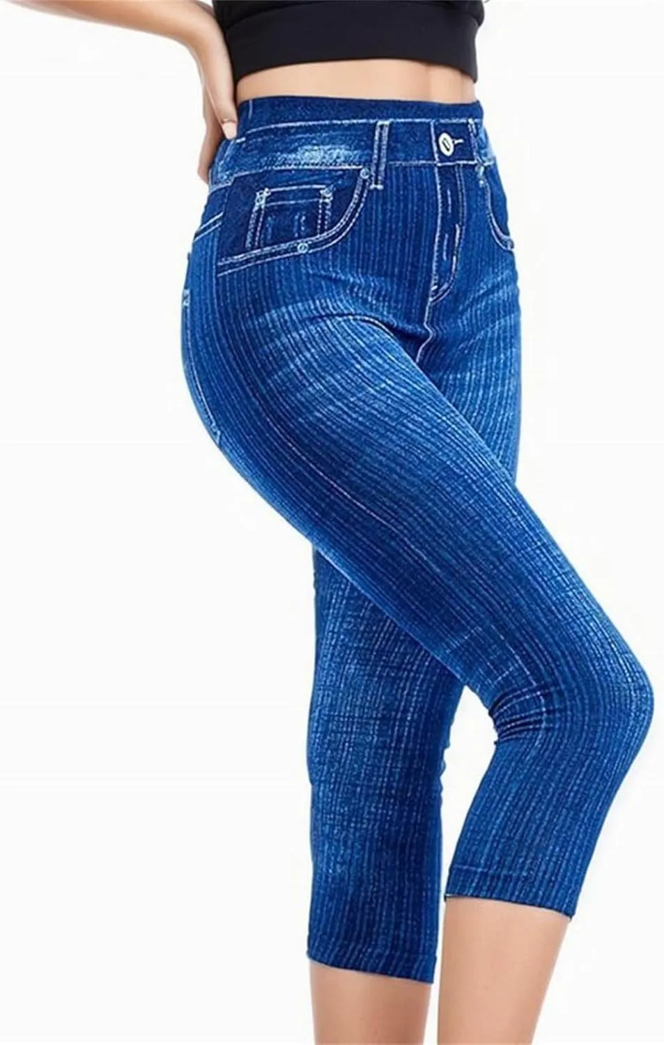Jean Leggings for Women Plus Size Denim High Waisted Casual Yoga Pants Stretch Jean Look Jeggings Tights