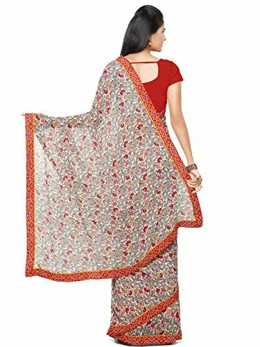 Kanchnar Women's Multicolour Georgette Printed Casual Wear Saree with un-stitched Art Silk Blouse Fabric,Tradisional Sari for Mother,Gift to Wife
