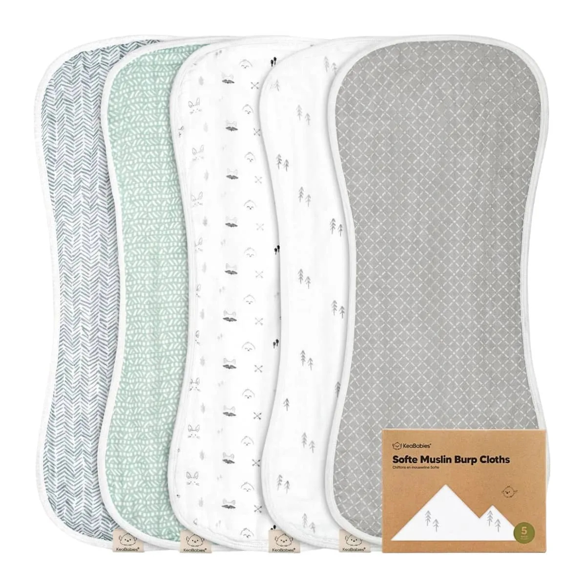 KeaBabies Softe Muslin Burp Cloths - Nordic