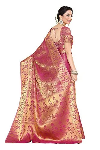 Mimosa Women's Traditional Art Silk Saree Kanchipuram Style, color :Pink(3245-197-SD-PNK)