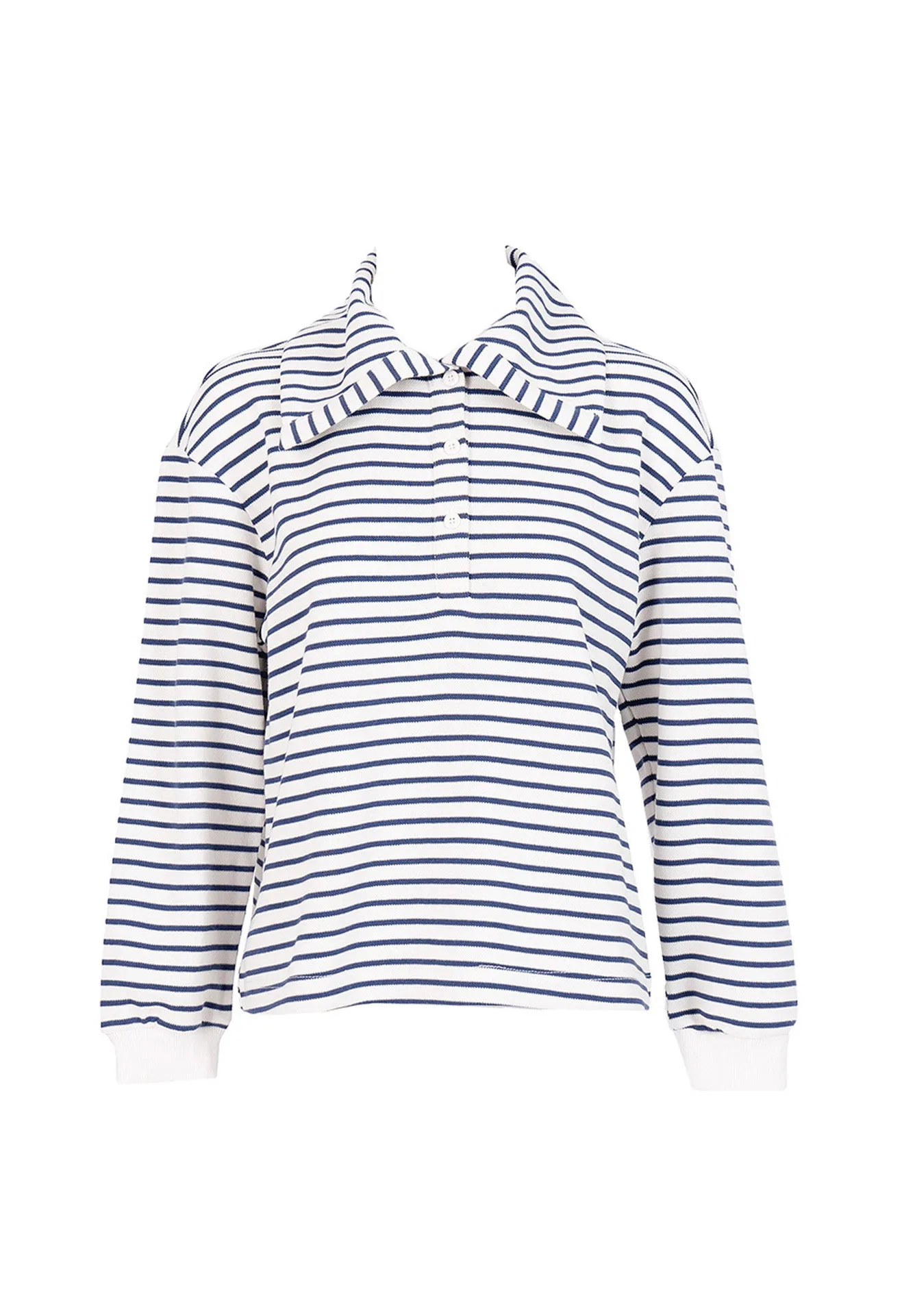Oversized Atlantic Striped Buttoned Knit Top