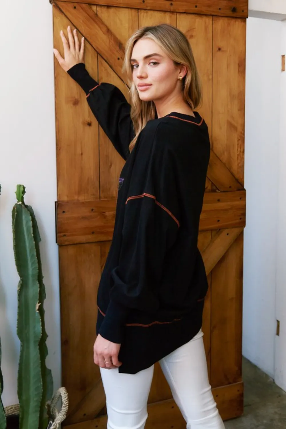 OVERSIZED SEQUIN PUMPKIN PULLOVER | BLACK