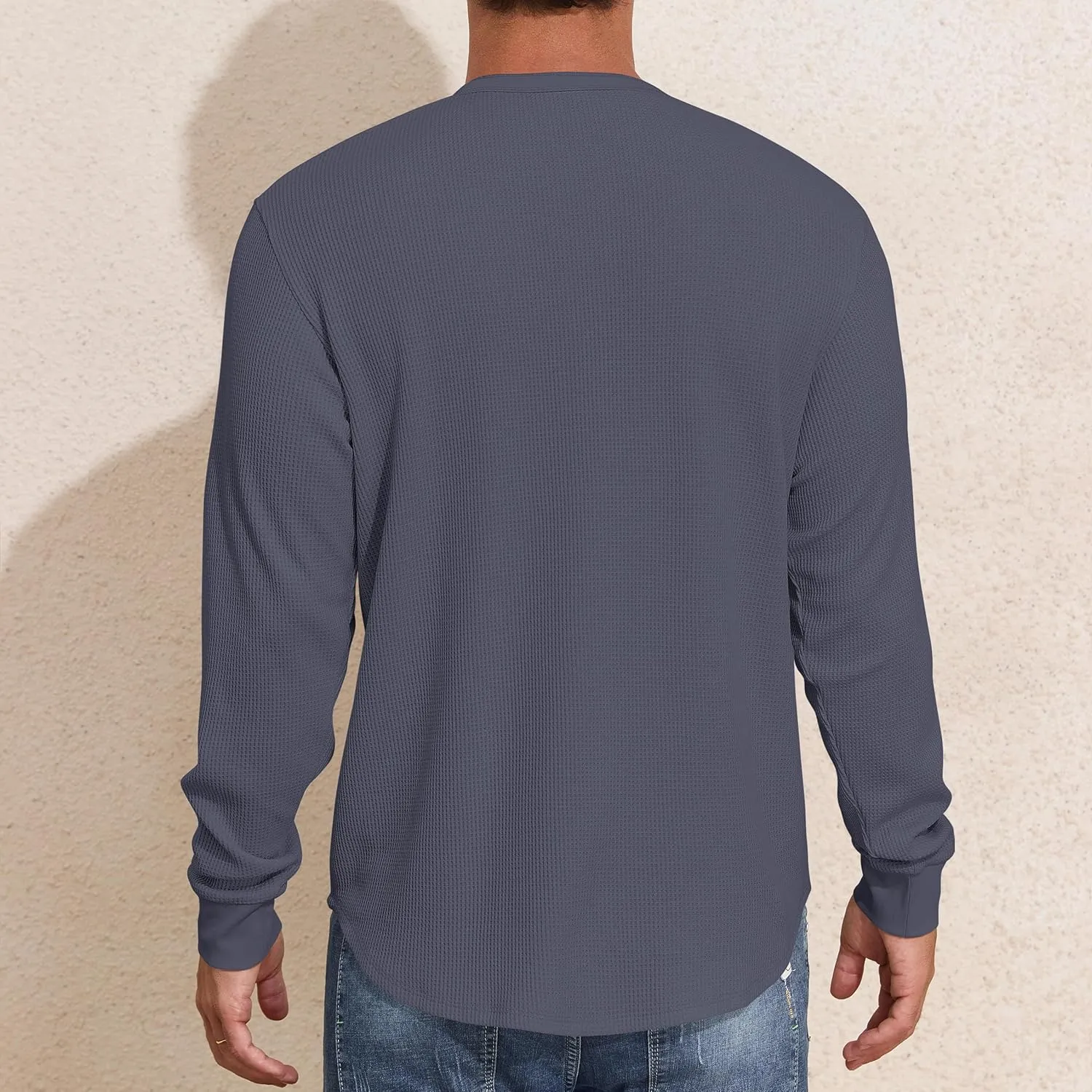 PrettyGuide Men's Long Sleeve Waffle Henley Shirts Casual Fall Thermal Shirts Button T-Shirt