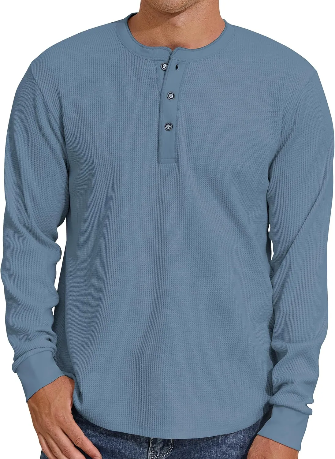 PrettyGuide Men's Long Sleeve Waffle Henley Shirts Casual Fall Thermal Shirts Button T-Shirt