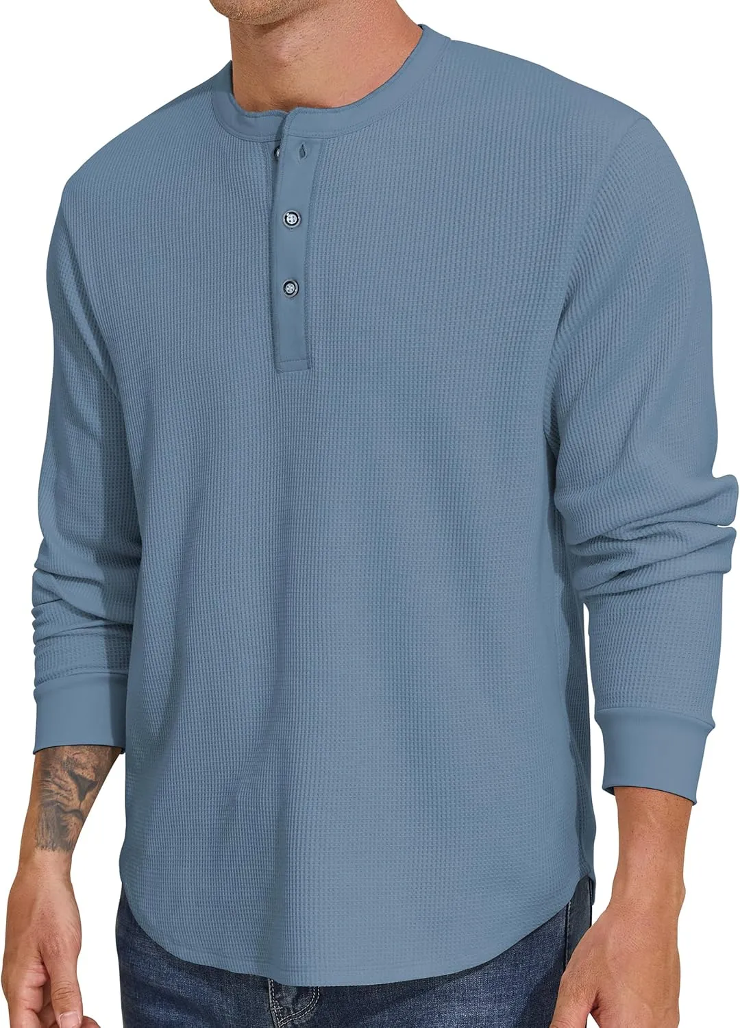 PrettyGuide Men's Long Sleeve Waffle Henley Shirts Casual Fall Thermal Shirts Button T-Shirt