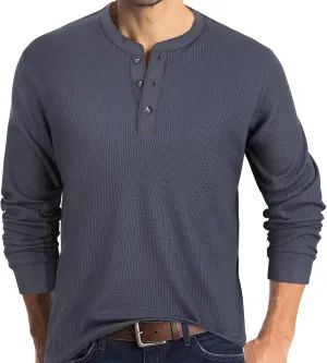 PrettyGuide Men's Long Sleeve Waffle Henley Shirts Casual Fall Thermal Shirts Button T-Shirt
